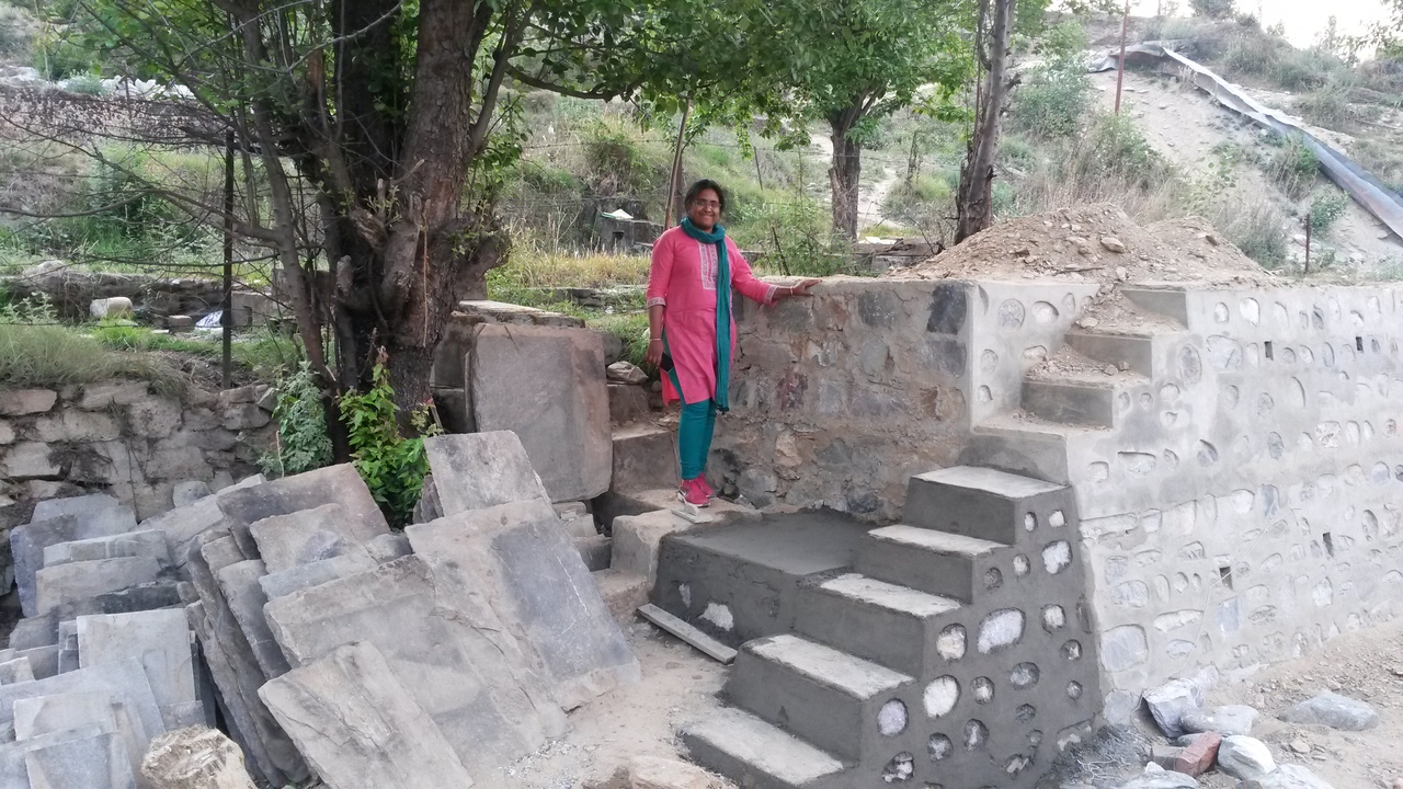 Steps to the back retaining wall